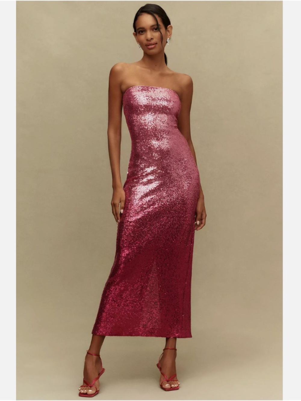 NWT ANTHROPOLOGIE ENDLESS ROSE STRAPLESS SEQUIN SLIM MAXI DRESS